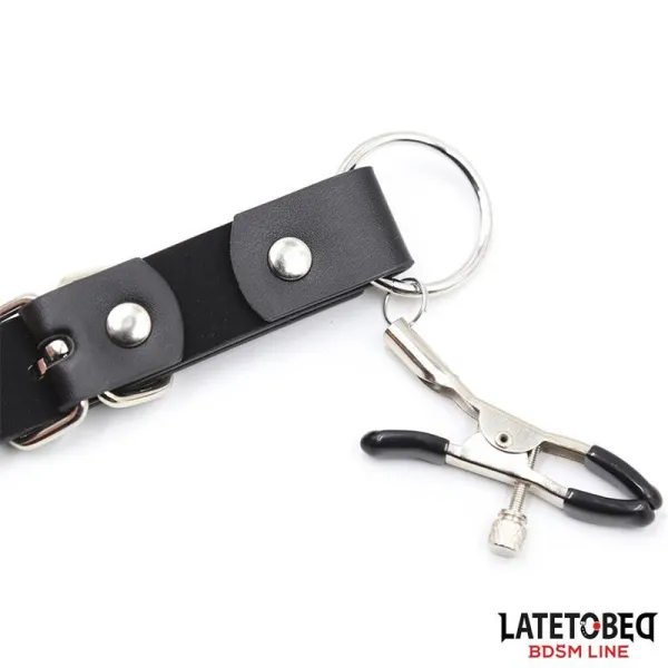 Bein-Bondage-Gurt mit Klitorisklemmen von Latetobed BDSM Line | Fesselliebe.de