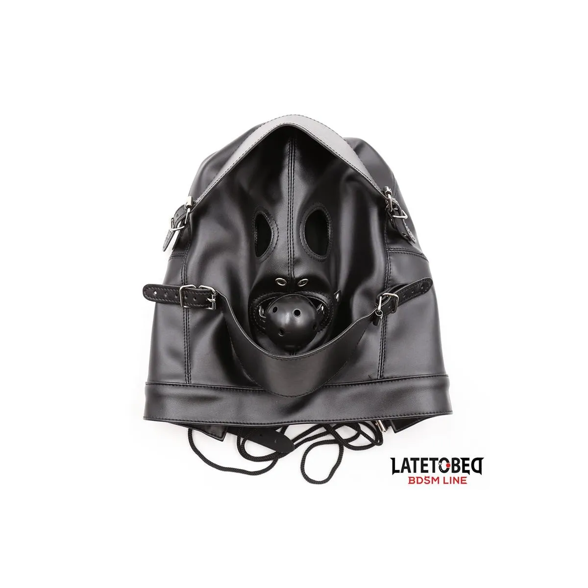 Sklavenhaube mit Augenmaske Atmungsaktiver Knebelball und Verstellbarer Mund von Latetobed BDSM Line | Fesselliebe.de