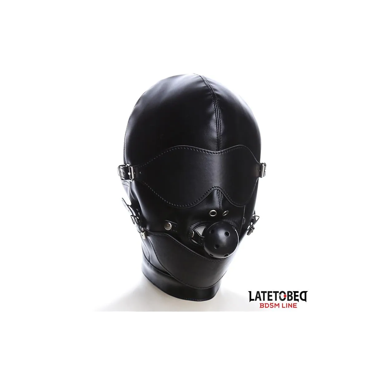 Sklavenhaube mit Augenmaske Atmungsaktiver Knebelball und Verstellbarer Mund von Latetobed BDSM Line | Fesselliebe.de