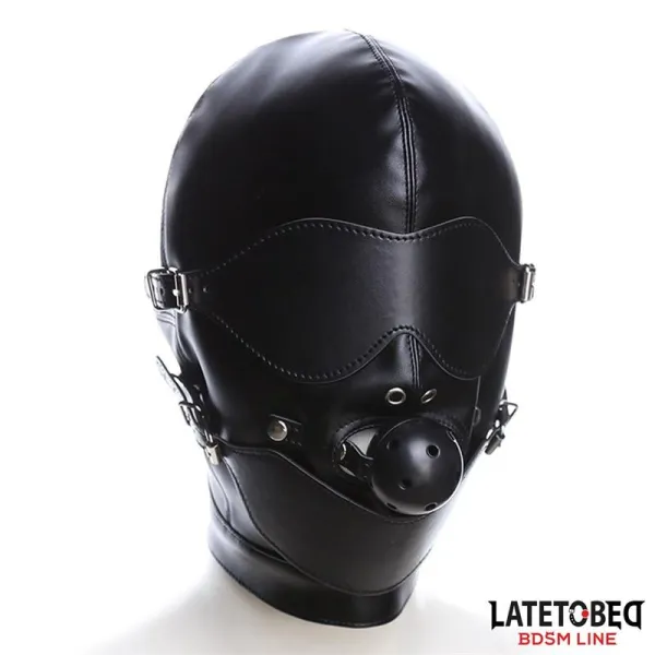 Sklavenhaube mit Augenmaske Atmungsaktiver Knebelball und Verstellbarer Mund von Latetobed BDSM Line | Fesselliebe.de