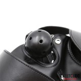 Sklavenhaube mit Augenmaske Atmungsaktiver Knebelball und Verstellbarer Mund von Latetobed BDSM Line | Fesselliebe.de