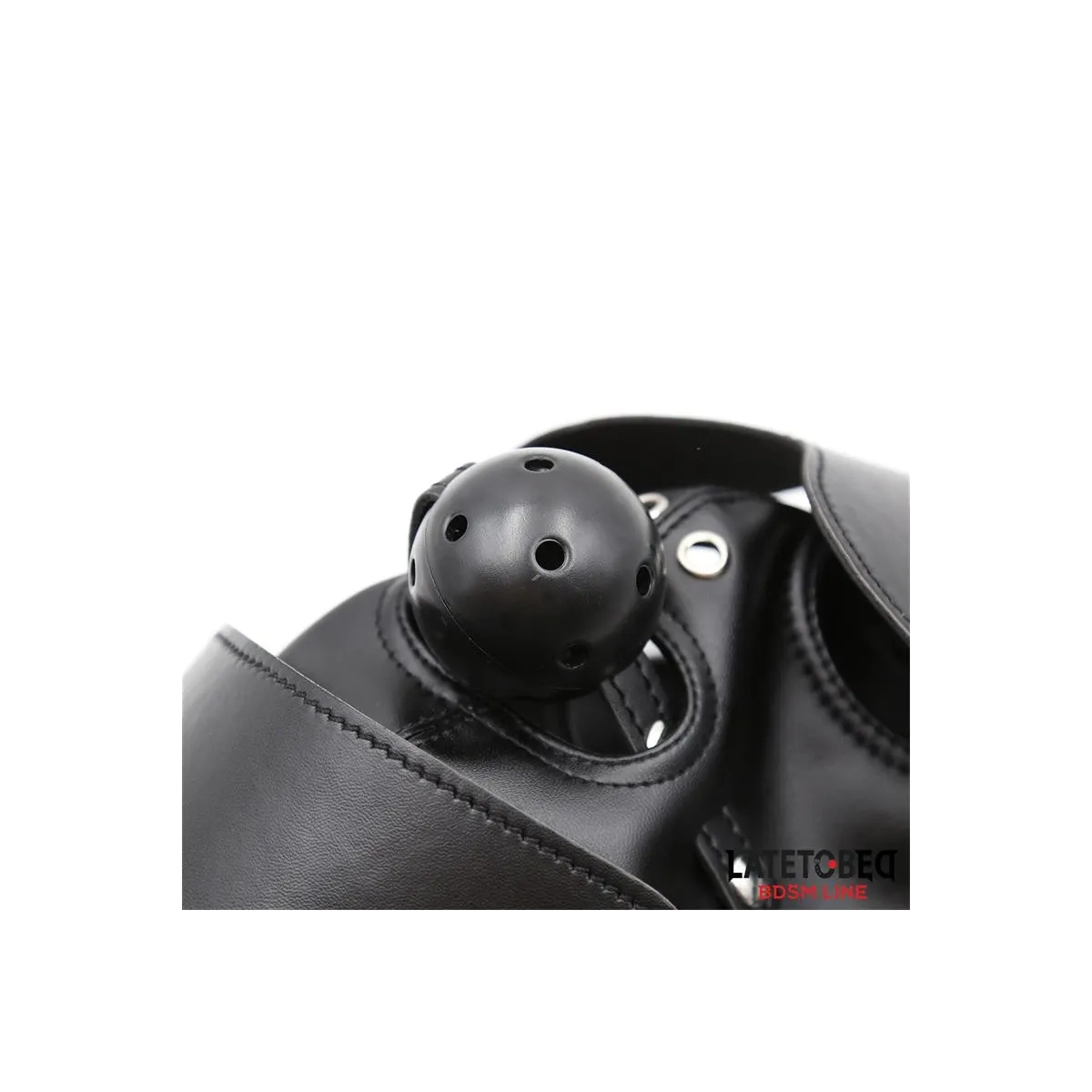 Sklavenhaube mit Augenmaske Atmungsaktiver Knebelball und Verstellbarer Mund von Latetobed BDSM Line | Fesselliebe.de