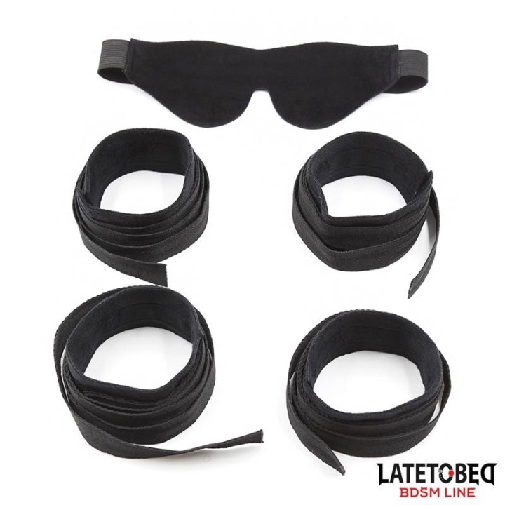 Fessel-3-Teiliges Set aus Augenbinde, Fussfesseln und Handfesseln, Verstellbar von Latetobed BDSM Line | Fesselliebe.de