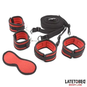 Bettfessel-Set mit Augenbinde, Verstellbare Manschetten von Latetobed BDSM Line | Fesselliebe.de