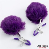 Nippelklemmen mit Lila Fell von Latetobed BDSM Line | Fesselliebe.de