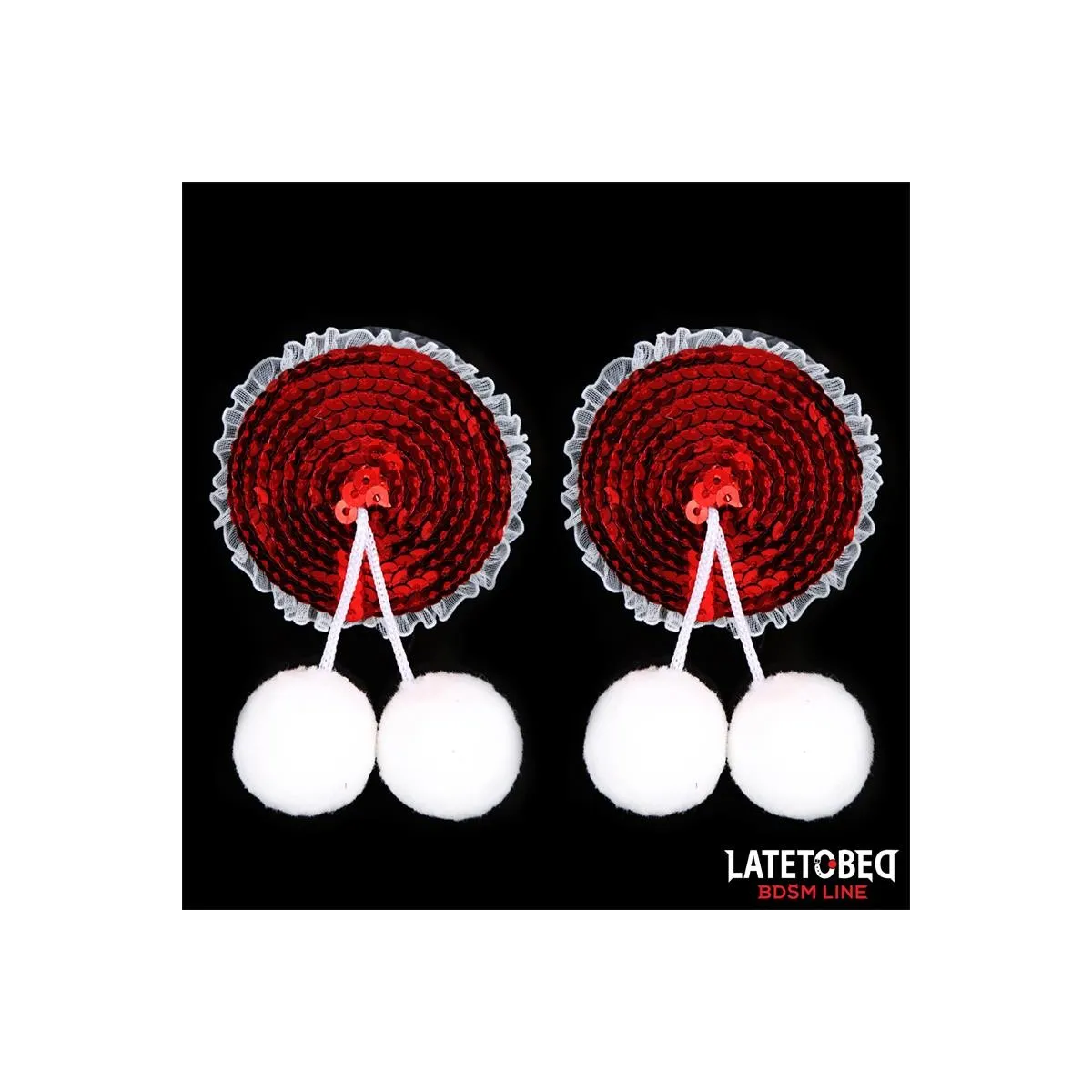 Nippel-Pasties mit Roten Pailletten-Pompons von Latetobed BDSM Line | Fesselliebe.de