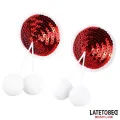 Nippel-Pasties mit Roten Pailletten-Pompons von Latetobed BDSM Line