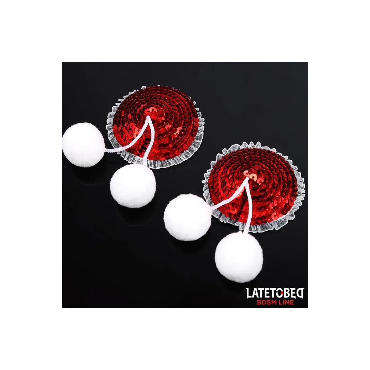 Nippel-Pasties mit Roten Pailletten-Pompons von Latetobed BDSM Line | Fesselliebe.de