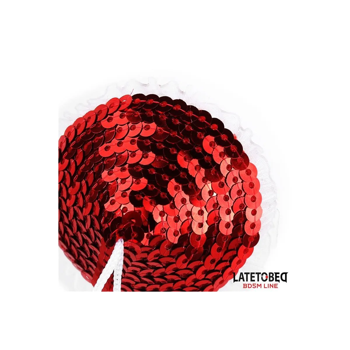 Nippel-Pasties mit Roten Pailletten-Pompons von Latetobed BDSM Line | Fesselliebe.de