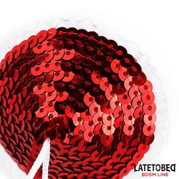 Nippel-Pasties mit Roten Pailletten-Pompons von Latetobed BDSM Line | Fesselliebe.de