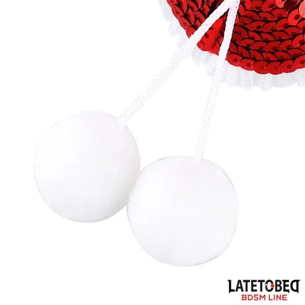 Nippel-Pasties mit Roten Pailletten-Pompons von Latetobed BDSM Line | Fesselliebe.de