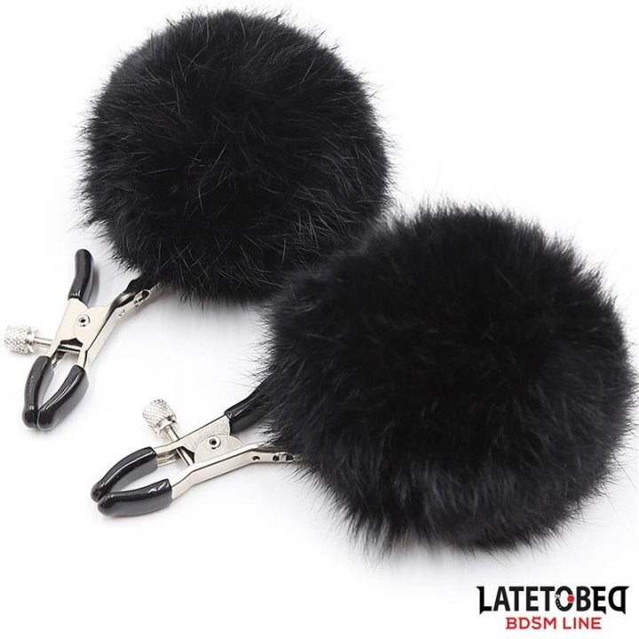 Nippelklemmen mit Schwarzem Fell von Latetobed BDSM Line | Fesselliebe.de