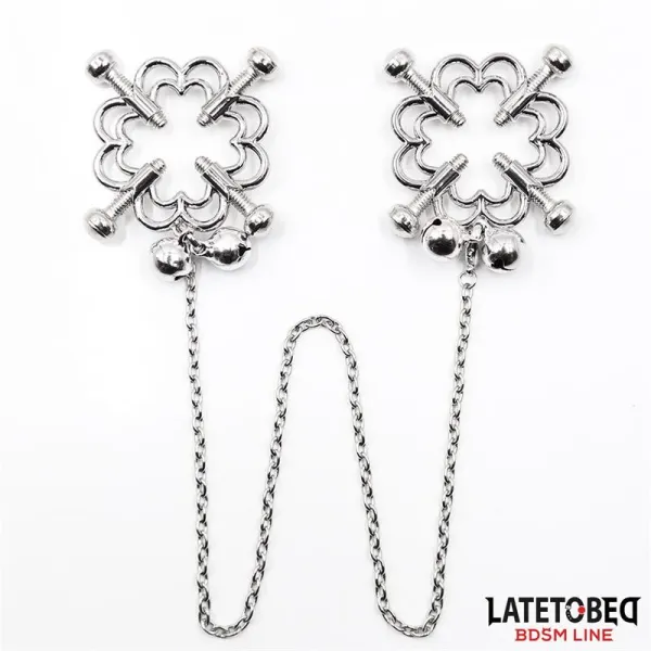 Metall-Blumen-Nippelklemmen mit Kette von Latetobed BDSM Line | Fesselliebe.de