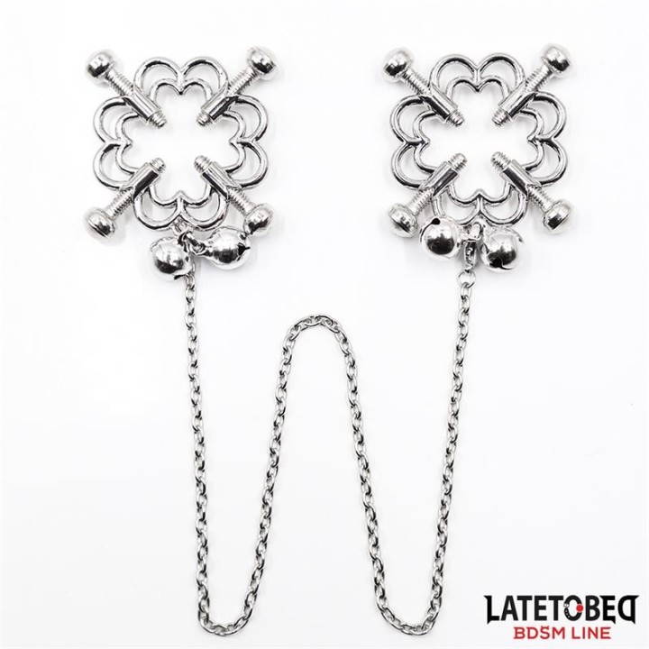 Metall-Blumen-Nippelklemmen mit Kette von Latetobed BDSM Line | Fesselliebe.de