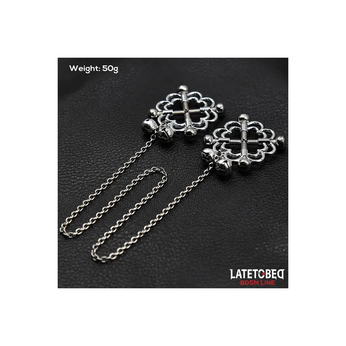Metall-Blumen-Nippelklemmen mit Kette von Latetobed BDSM Line | Fesselliebe.de