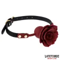 Atmungsaktiver Silikon-Ballknebel mit Rose Verstellbar 47–56 cm von Latetobed BDSM Line