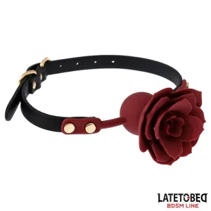 Atmungsaktiver Silikon-Ballknebel mit Rose Verstellbar 47–56 cm von Latetobed BDSM Line | Fesselliebe.de