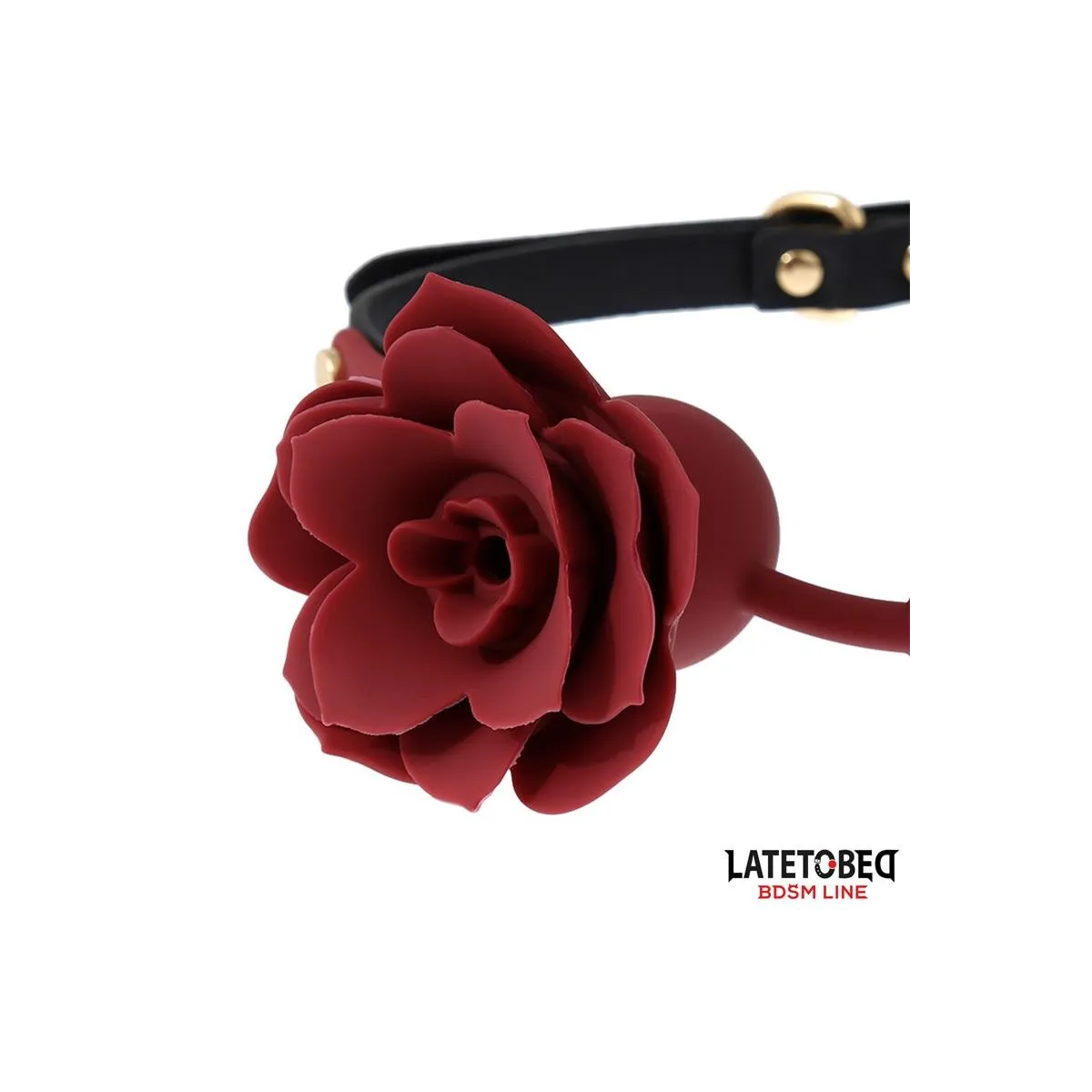 Atmungsaktiver Silikon-Ballknebel mit Rose Verstellbar 47–56 cm von Latetobed BDSM Line | Fesselliebe.de