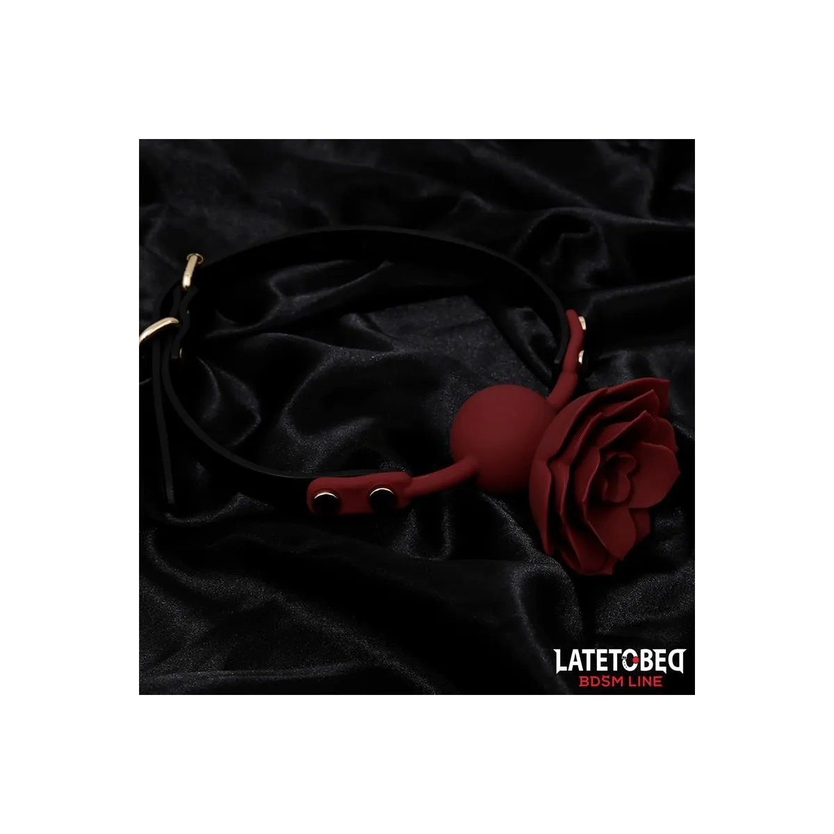 Atmungsaktiver Silikon-Ballknebel mit Rose Verstellbar 47–56 cm von Latetobed BDSM Line | Fesselliebe.de