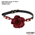 Atmungsaktiver Silikon-Ballknebel mit Rose Verstellbar 47–56 cm von Latetobed BDSM Line