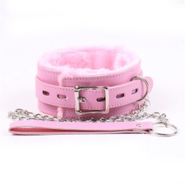 Halsband mit Leine Pastellrosa von Latetobed BDSM Line | Fesselliebe.de