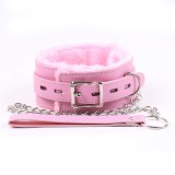 Halsband mit Leine Pastellrosa von Latetobed BDSM Line | Fesselliebe.de
