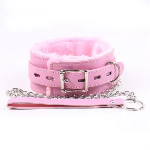 Halsband mit Leine Pastellrosa von Latetobed BDSM Line | Fesselliebe.de