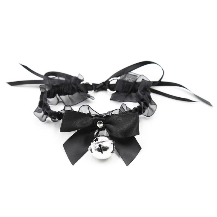 Halsband mit Schleife, Glocke und Spitze von Latetobed BDSM Line | Fesselliebe.de