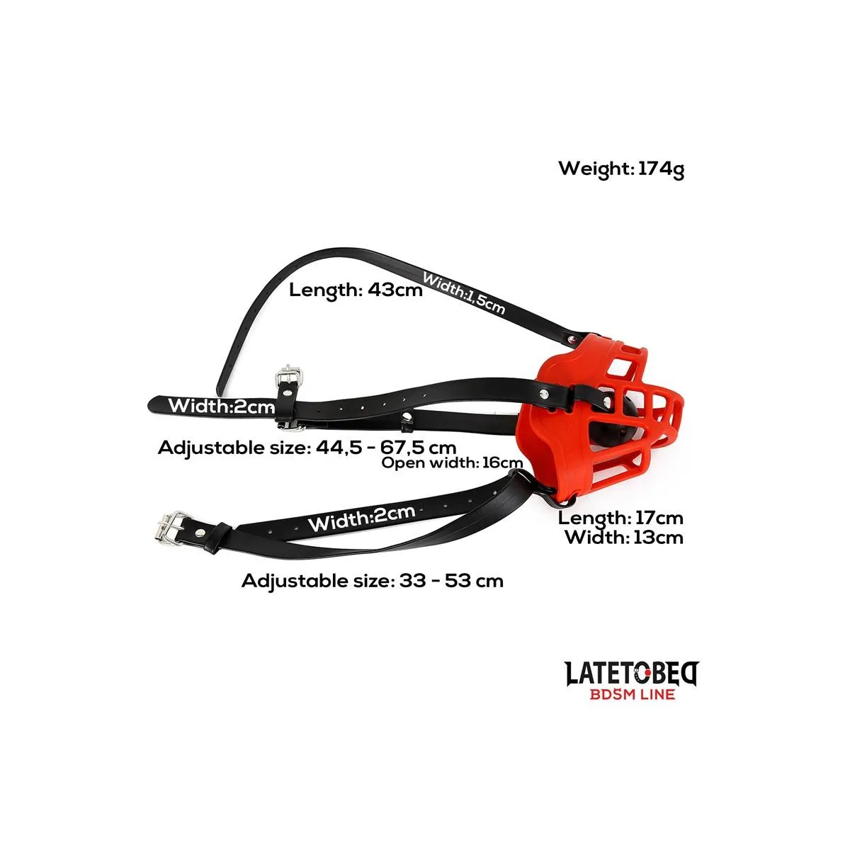 Maulkorb mit Atmungsaktivem Knebelball von Latetobed BDSM Line | Fesselliebe.de
