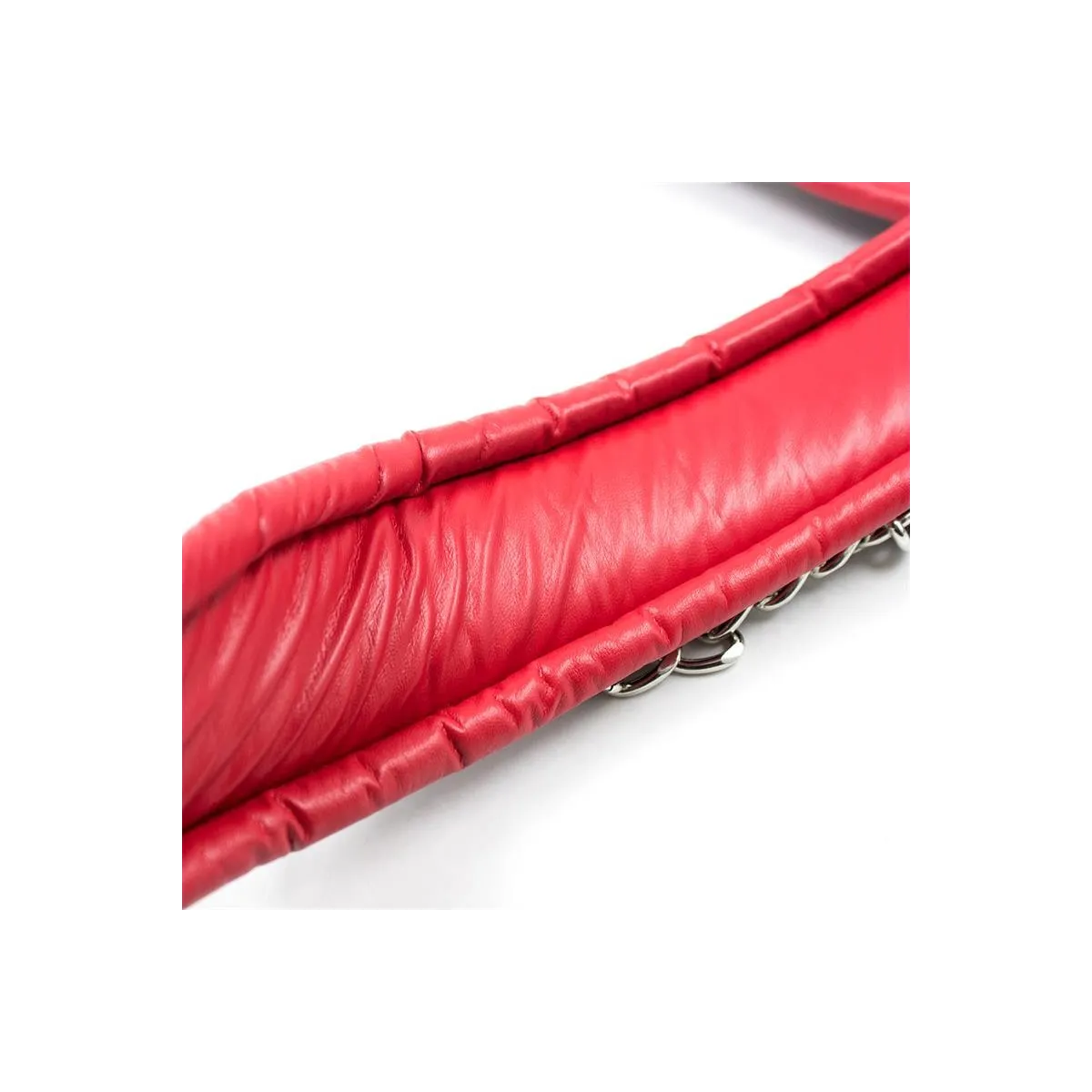 Halsband mit Metallleine Innenseite Gepolstert Rot/Schwarz von Latetobed BDSM Line | Fesselliebe.de