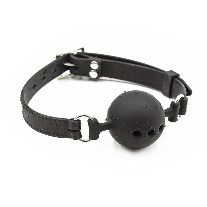 Atmungsaktiver Silikon-Ballknebel 4,5 cm Grösse M Schwarz von Latetobed BDSM Line | Fesselliebe.de