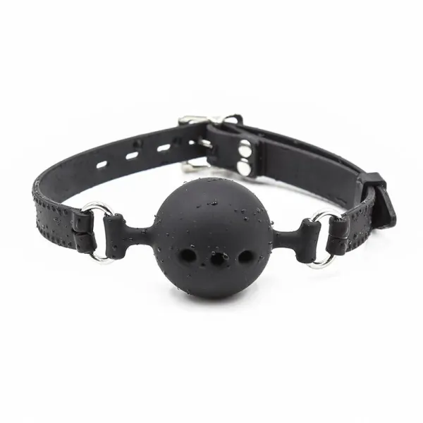 Atmungsaktiver Silikon-Ballknebel 4,5 cm Grösse M Schwarz von Latetobed BDSM Line | Fesselliebe.de