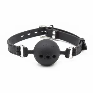 Atmungsaktiver Silikon-Ballknebel 4,5 cm Grösse M Schwarz von Latetobed BDSM Line