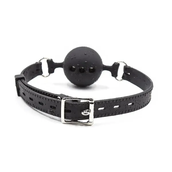 Atmungsaktiver Silikon-Ballknebel 4,5 cm Grösse M Schwarz von Latetobed BDSM Line | Fesselliebe.de