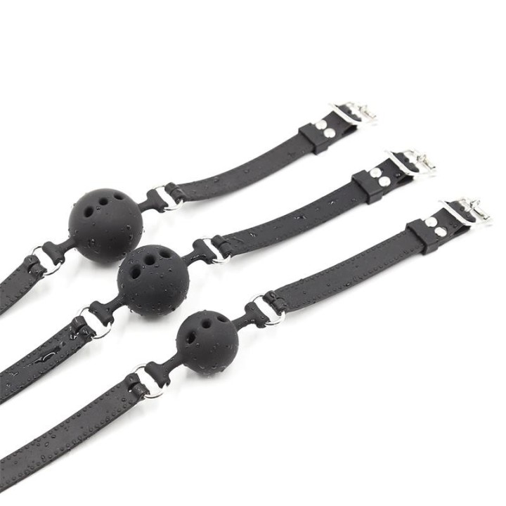 Atmungsaktiver Silikon-Ballknebel 4,5 cm Grösse M Schwarz von Latetobed BDSM Line | Fesselliebe.de