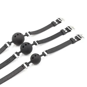Atmungsaktiver Silikon-Ballknebel 4,5 cm Grösse M Schwarz von Latetobed BDSM Line