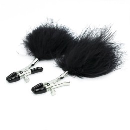 Nippelklemmen mit Schwarzer Feder von Latetobed BDSM Line | Fesselliebe.de