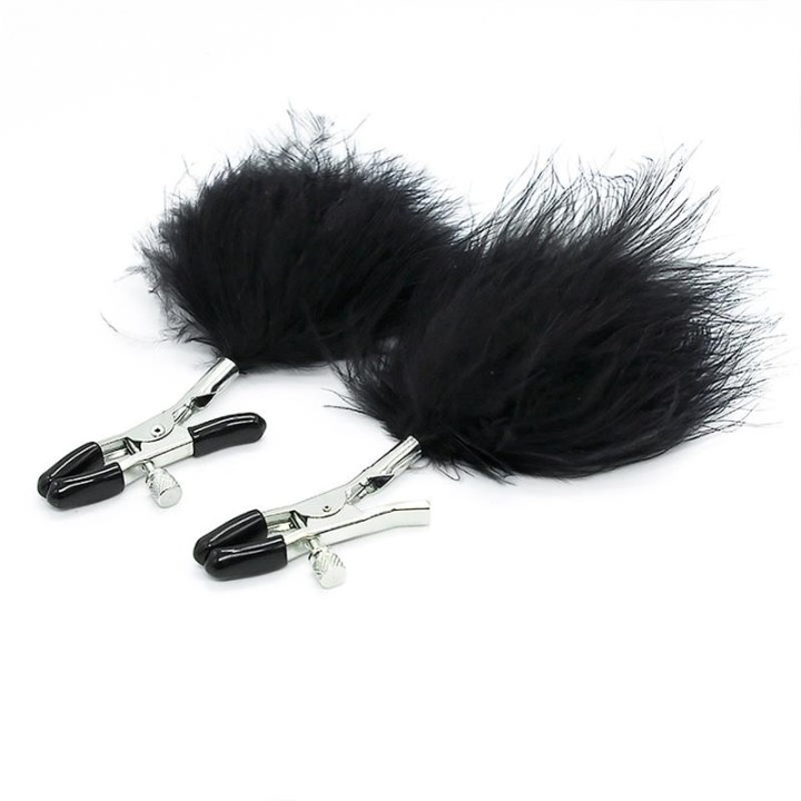 Nippelklemmen mit Schwarzer Feder von Latetobed BDSM Line | Fesselliebe.de