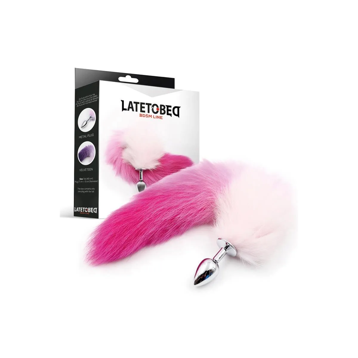 Analplug mit Rosa-Weissem Schwanz Grösse S von Latetobed BDSM Line | Fesselliebe.de