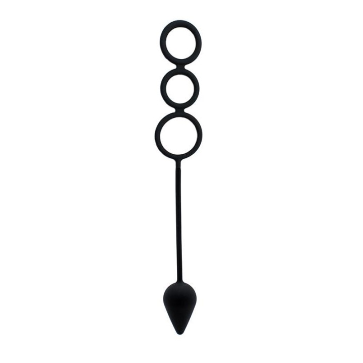 Analplug mit Penisringen aus Silikon von Latex Play | Fesselliebe.de