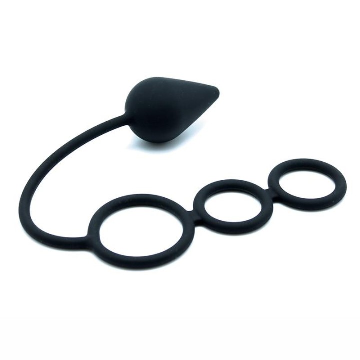 Analplug mit Penisringen aus Silikon von Latex Play | Fesselliebe.de