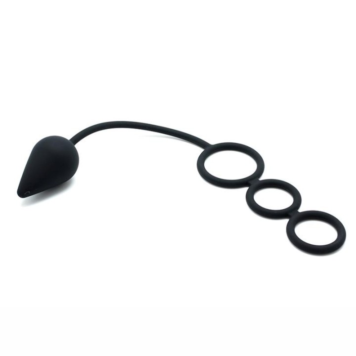 Analplug mit Penisringen aus Silikon von Latex Play | Fesselliebe.de