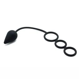 Analplug mit Penisringen aus Silikon von Latex Play