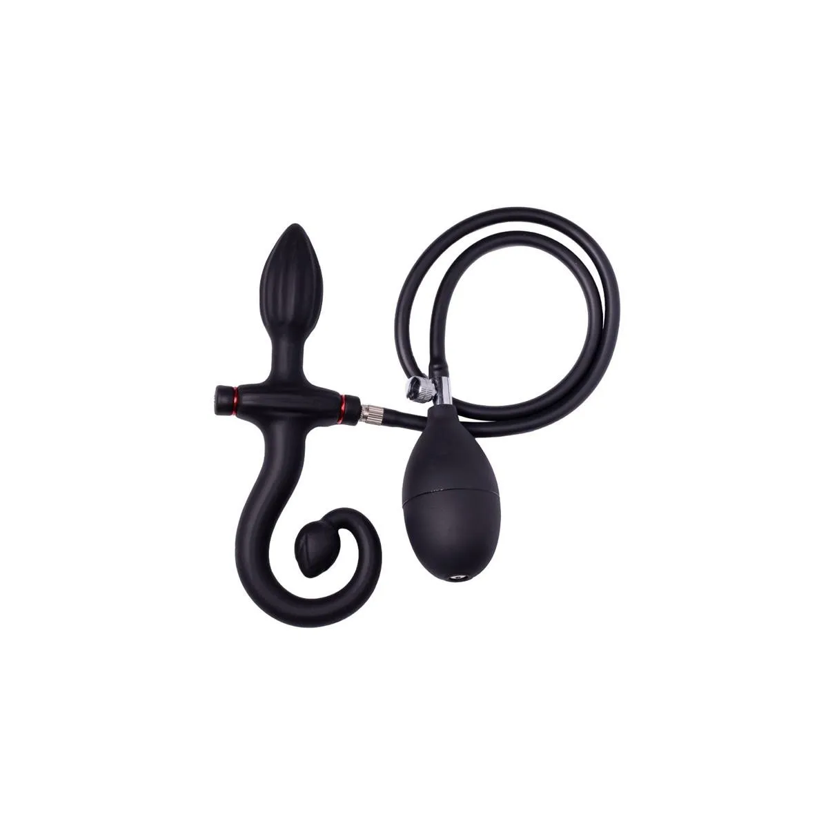 Aufblasbarer Analplug mit Griff und Pumpe Schwarz von Latex Play | Fesselliebe.de