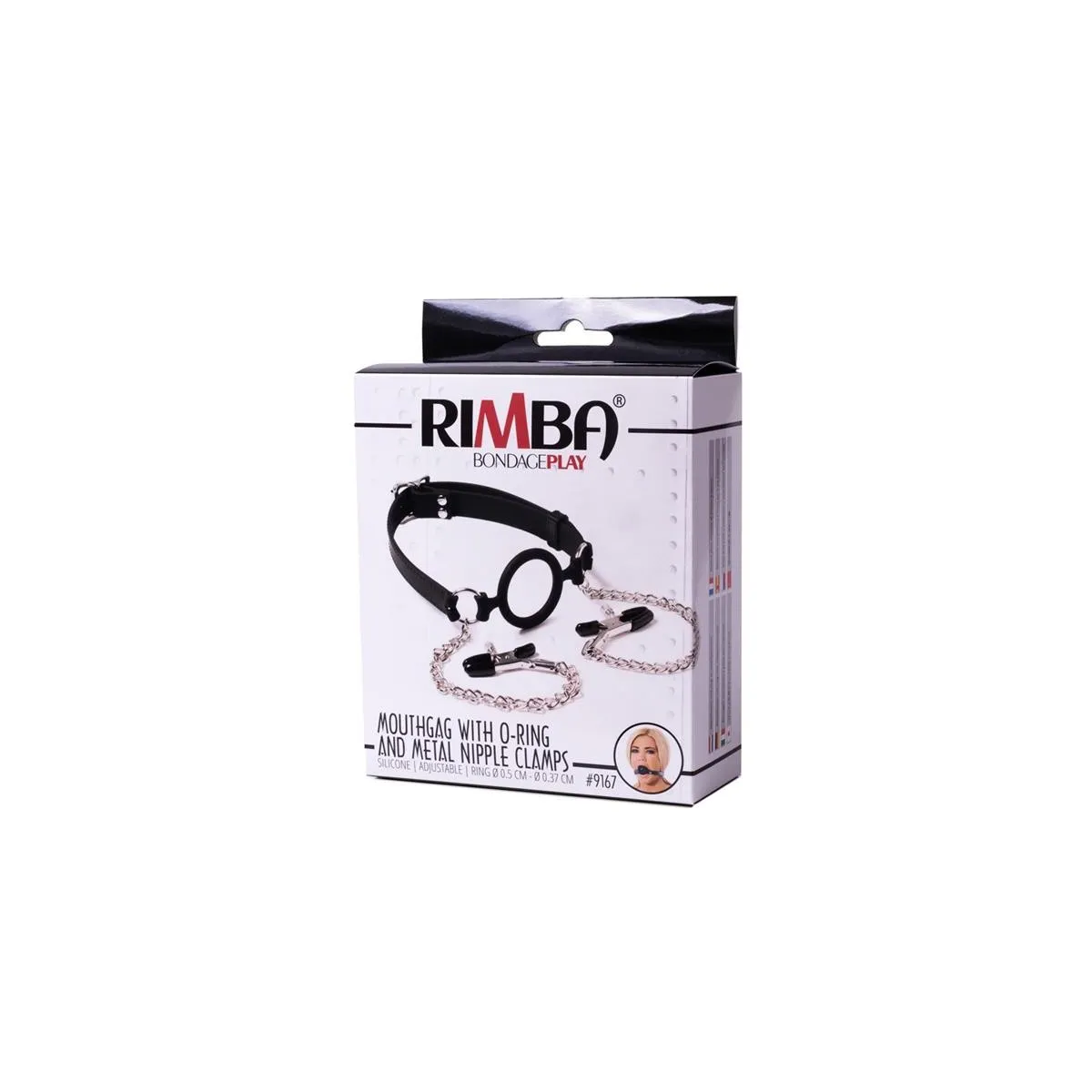 Mundknebel mit O-Ring und Nippelklemmen von Latex Play | Fesselliebe.de