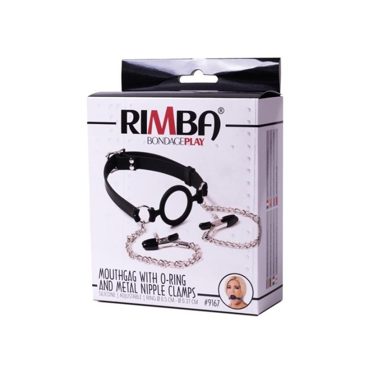 Mundknebel mit O-Ring und Nippelklemmen von Latex Play | Fesselliebe.de