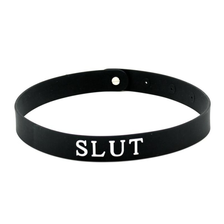 Halsband (SLUT) aus Silikon von Latex Play | Fesselliebe.de