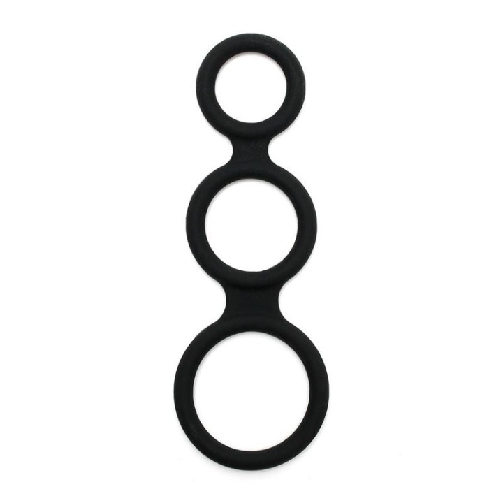 Dreifacher Penisring Schwarz von Latex Play | Fesselliebe.de
