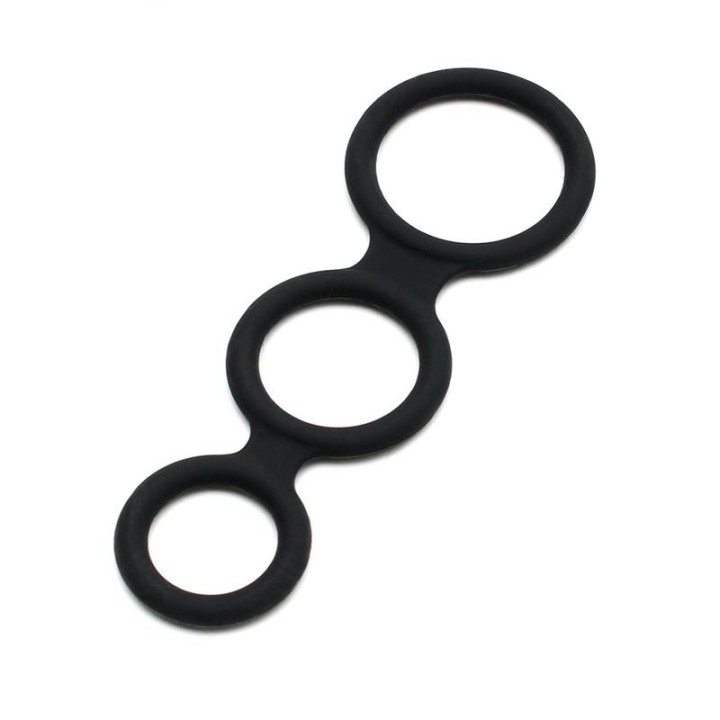 Dreifacher Penisring Schwarz von Latex Play | Fesselliebe.de