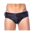 Verstellbare Leder-Slips Schwarz von Bondage Play